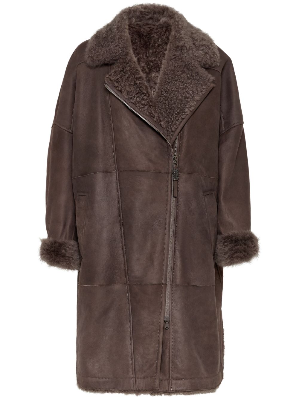 Brunello Cucinelli shearling-lined coat - Brown von Brunello Cucinelli