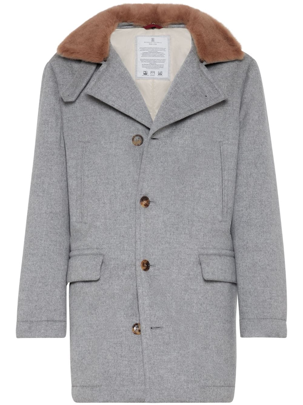 Brunello Cucinelli short cashmere coat - Grey von Brunello Cucinelli