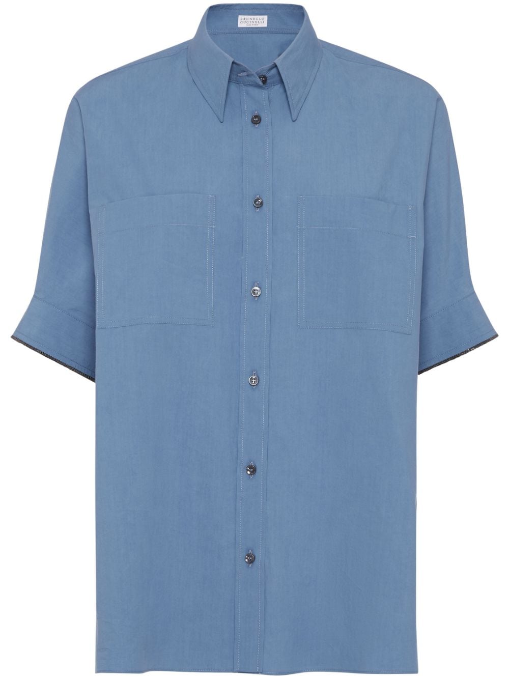 Brunello Cucinelli short-sleeve cotton shirt - Blue von Brunello Cucinelli