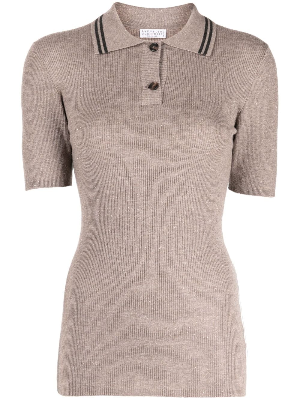 Brunello Cucinelli short-sleeve knitted polo shirt - Brown von Brunello Cucinelli