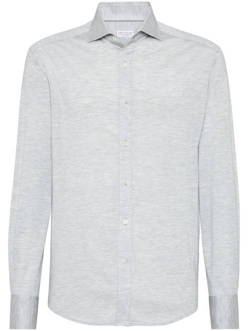 Brunello Cucinelli silk-cotton jersey shirt - Grey von Brunello Cucinelli