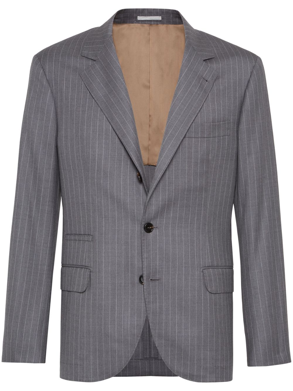 Brunello Cucinelli single-breasted chalk-stripe blazer - Grey von Brunello Cucinelli