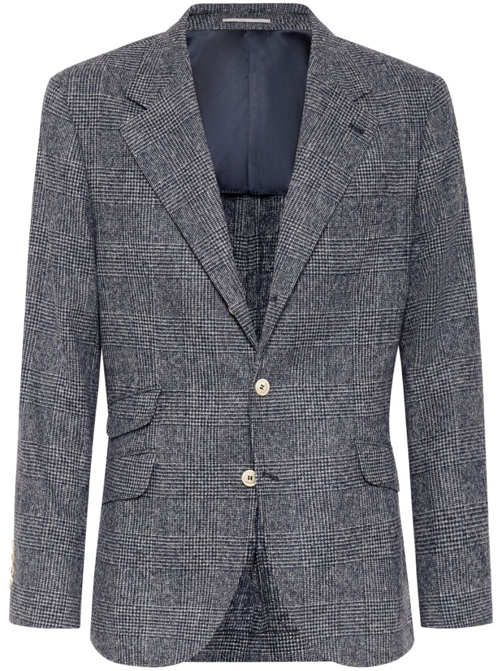 Brunello Cucinelli single-breasted checked blazer - Blue von Brunello Cucinelli