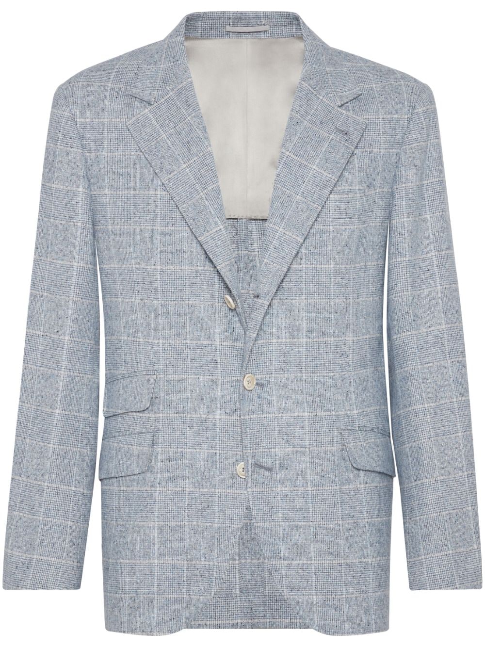 Brunello Cucinelli single-breasted checked blazer - Blue von Brunello Cucinelli