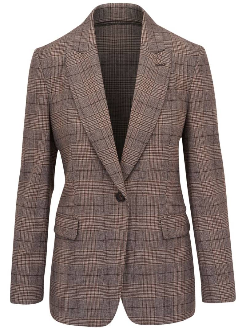 Brunello Cucinelli single-breasted checked blazer - Brown von Brunello Cucinelli