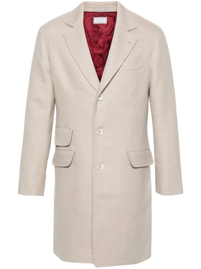 Brunello Cucinelli single-breasted felted coat - Neutrals von Brunello Cucinelli