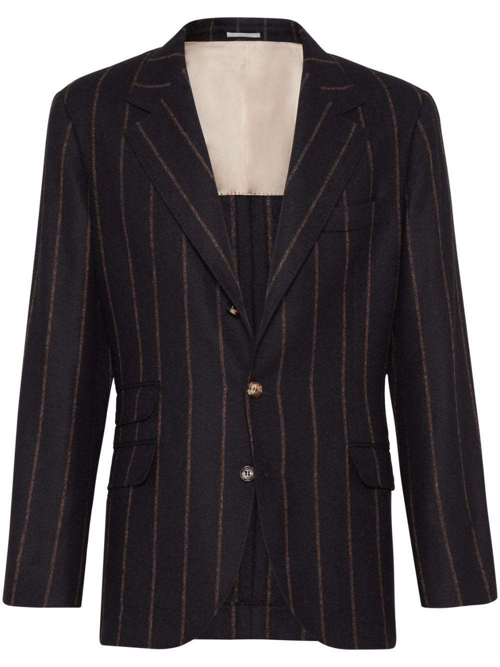 Brunello Cucinelli single-breasted striped blazer - Black von Brunello Cucinelli