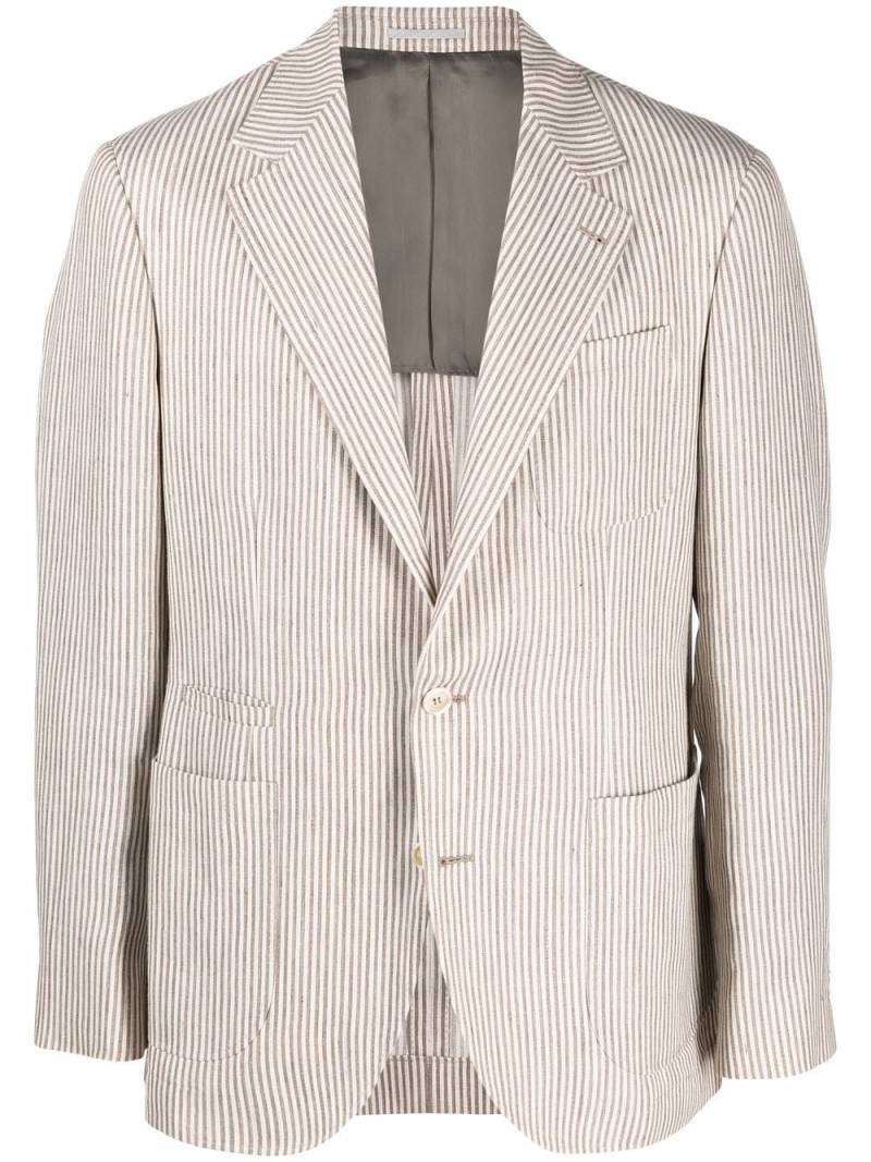 Brunello Cucinelli single-breasted striped blazer - Brown von Brunello Cucinelli