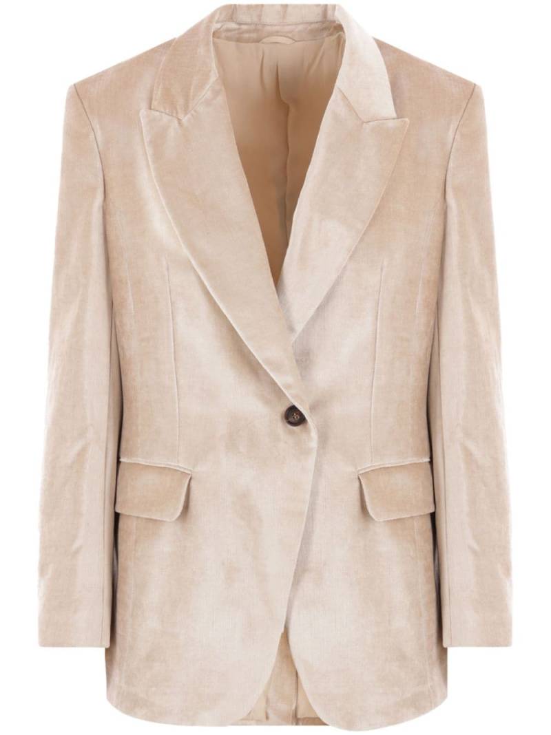 Brunello Cucinelli single-breasted velvet blazer - Neutrals von Brunello Cucinelli