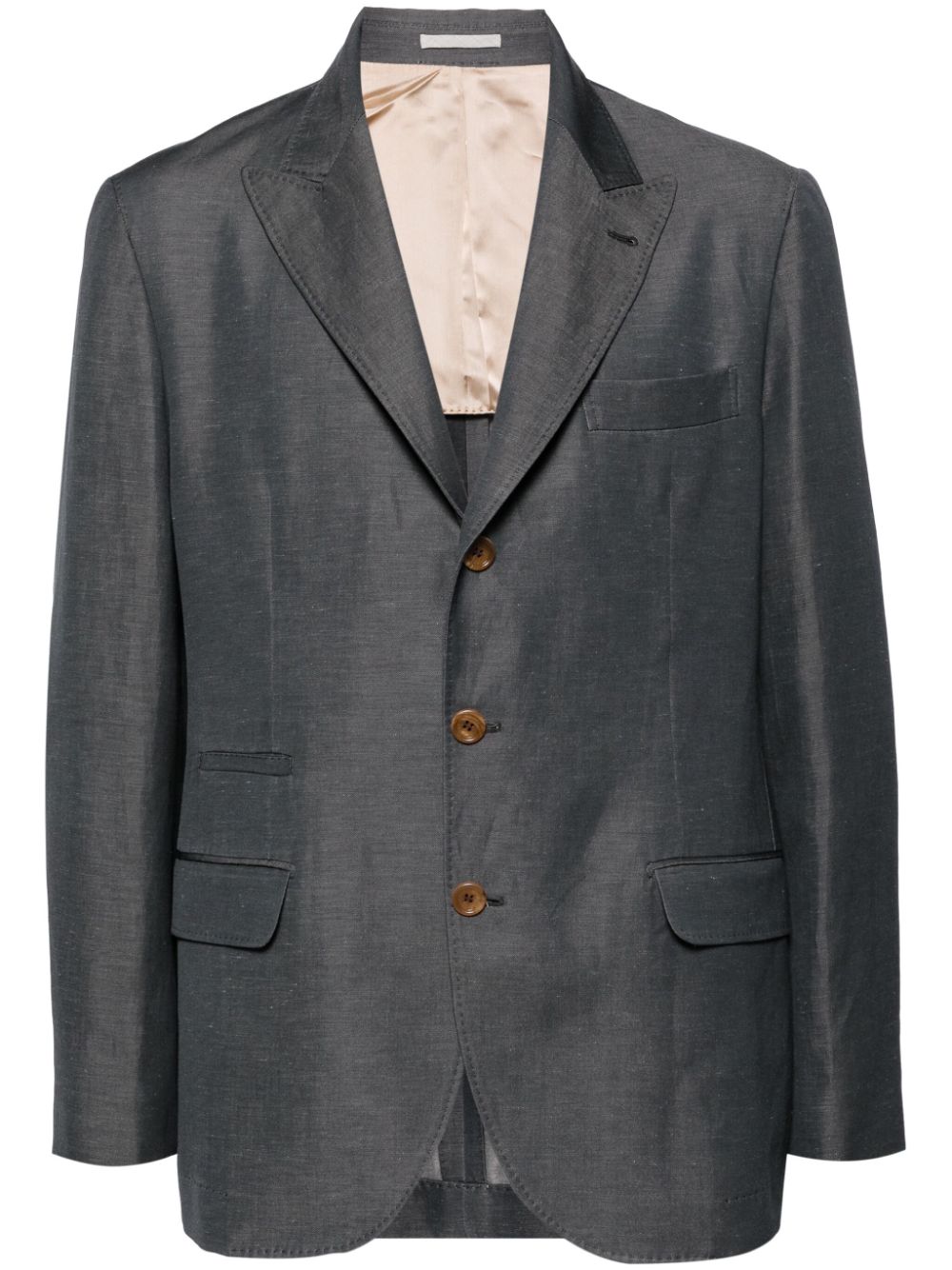 Brunello Cucinelli single-breasted wool-blend blazer - Grey von Brunello Cucinelli