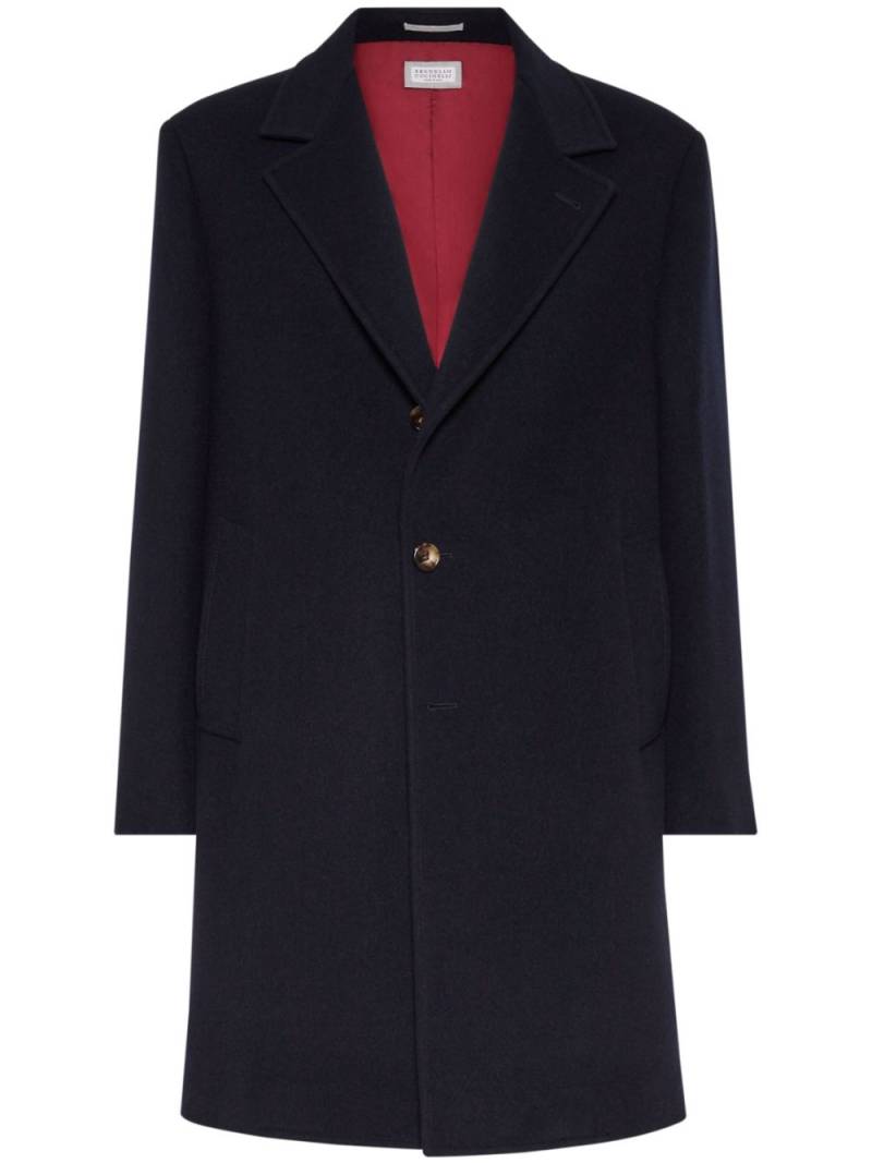 Brunello Cucinelli single-breasted wool coat - Blue von Brunello Cucinelli