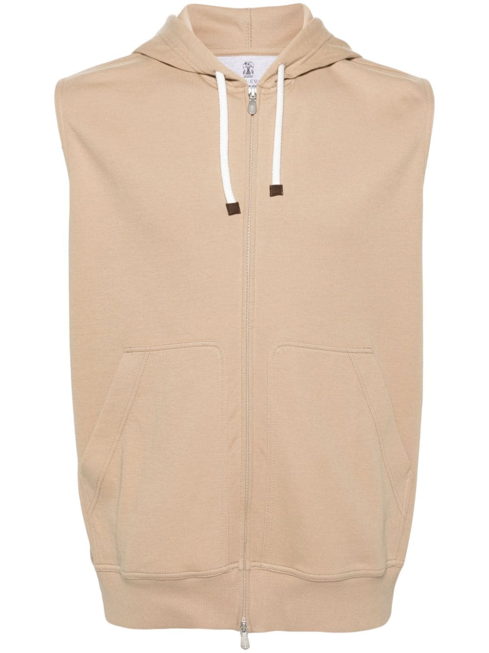 Brunello Cucinelli sleeveless cotton hoodie - Neutrals von Brunello Cucinelli