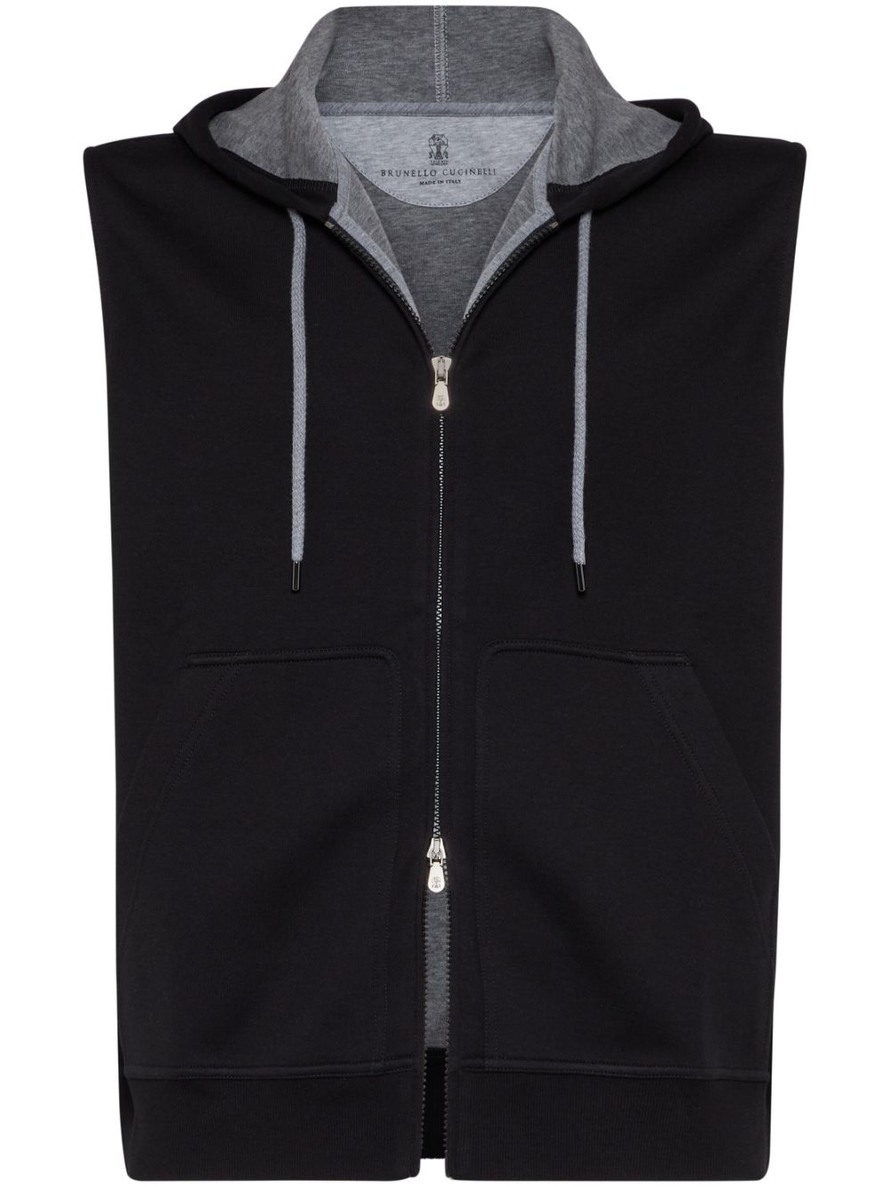 Brunello Cucinelli sleeveless zipped hoodie - Black von Brunello Cucinelli