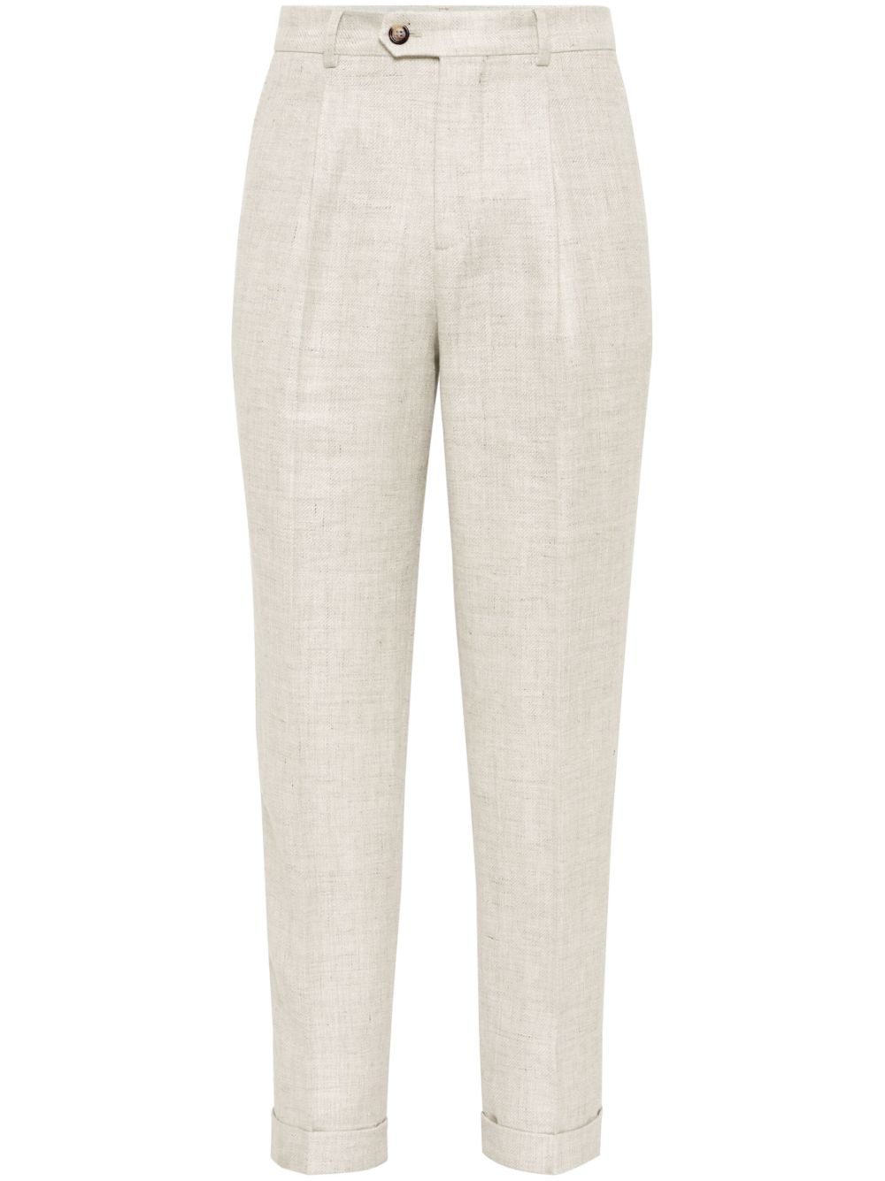 Brunello Cucinelli slub-textured trousers - Neutrals von Brunello Cucinelli