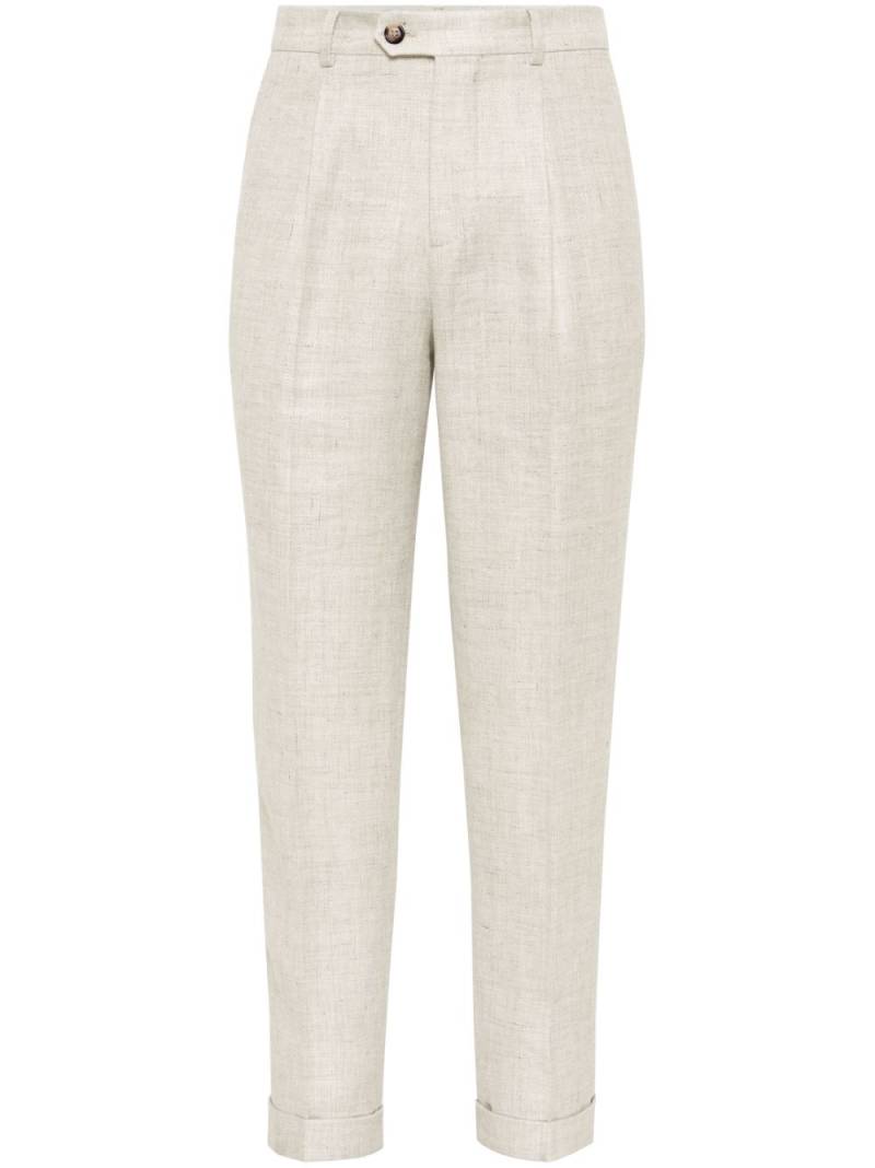 Brunello Cucinelli slub-textured trousers - Neutrals von Brunello Cucinelli