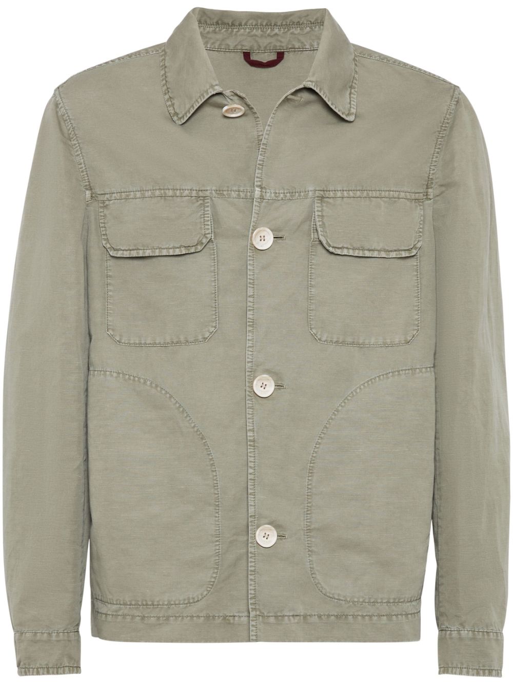 Brunello Cucinelli spread-collar button-up shirt jacket - Green von Brunello Cucinelli