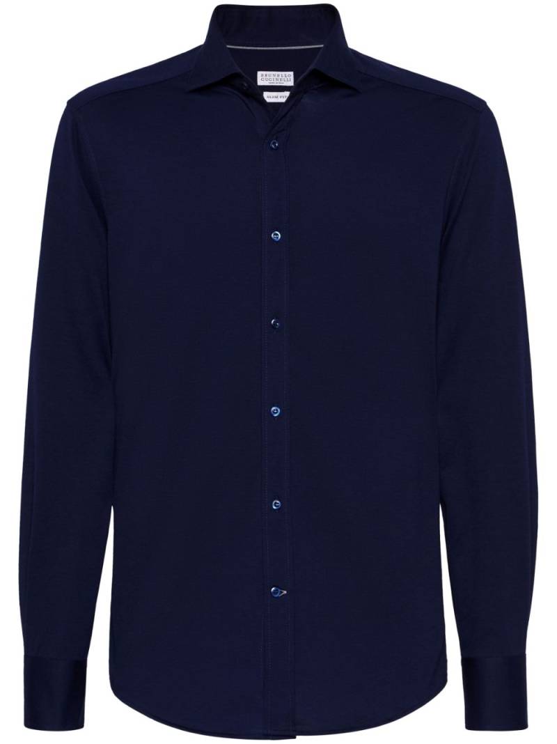 Brunello Cucinelli spread-collar cotton shirt - Blue von Brunello Cucinelli