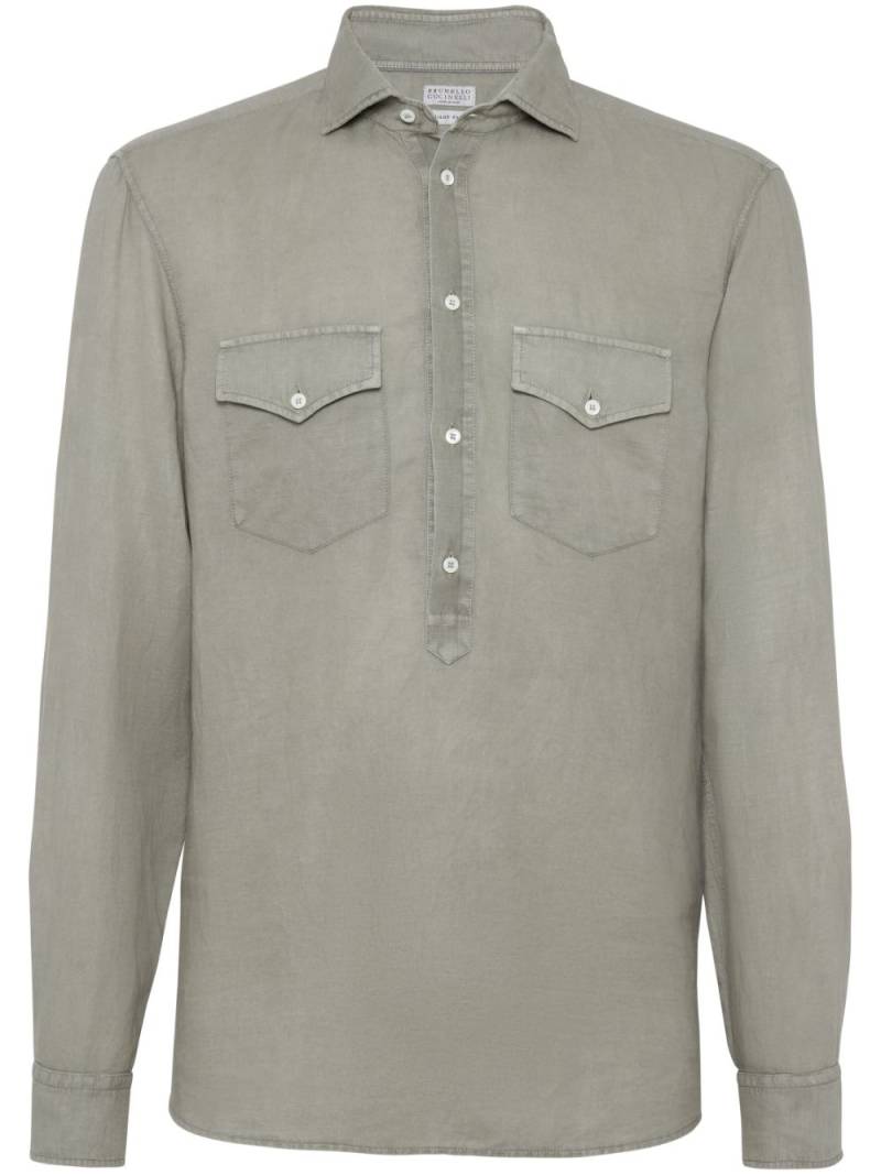 Brunello Cucinelli spread-collar long-sleeve shirt - Green von Brunello Cucinelli