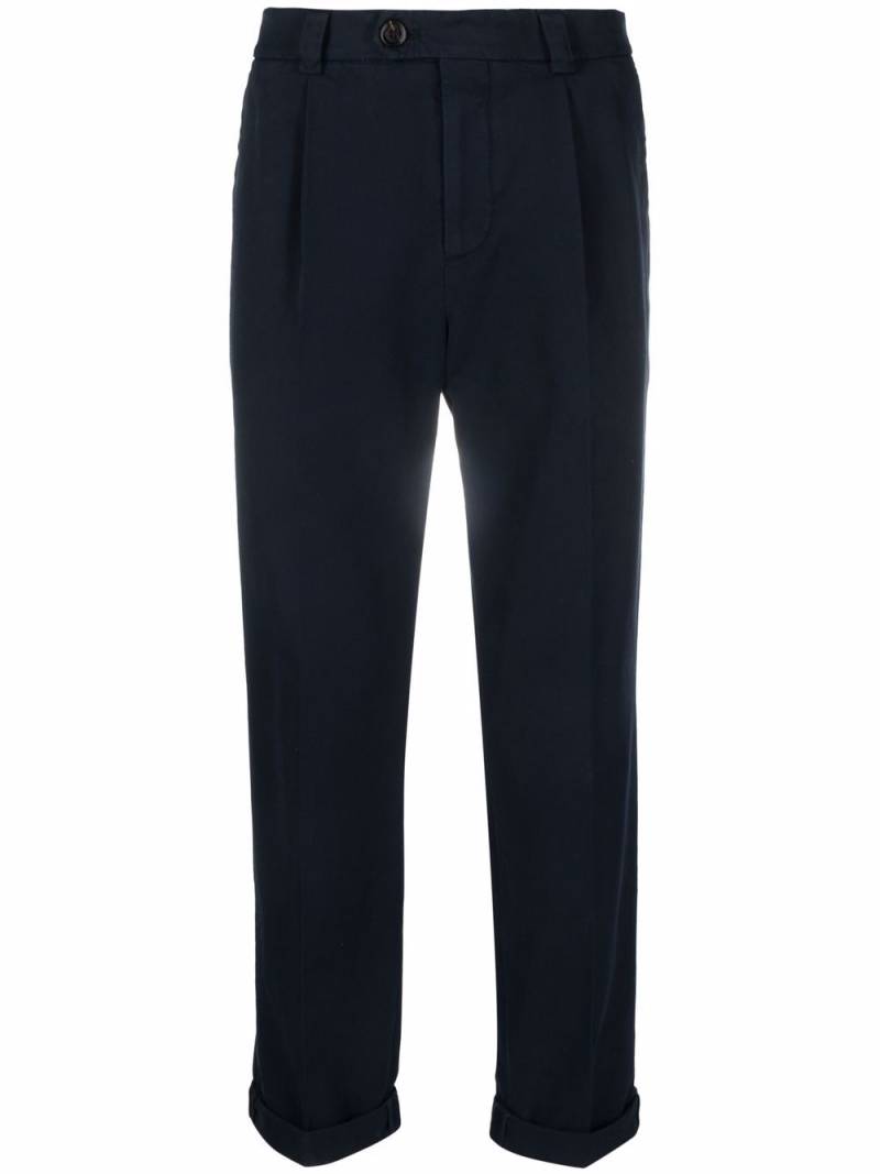 Brunello Cucinelli straight-leg cotton trousers - Blue von Brunello Cucinelli