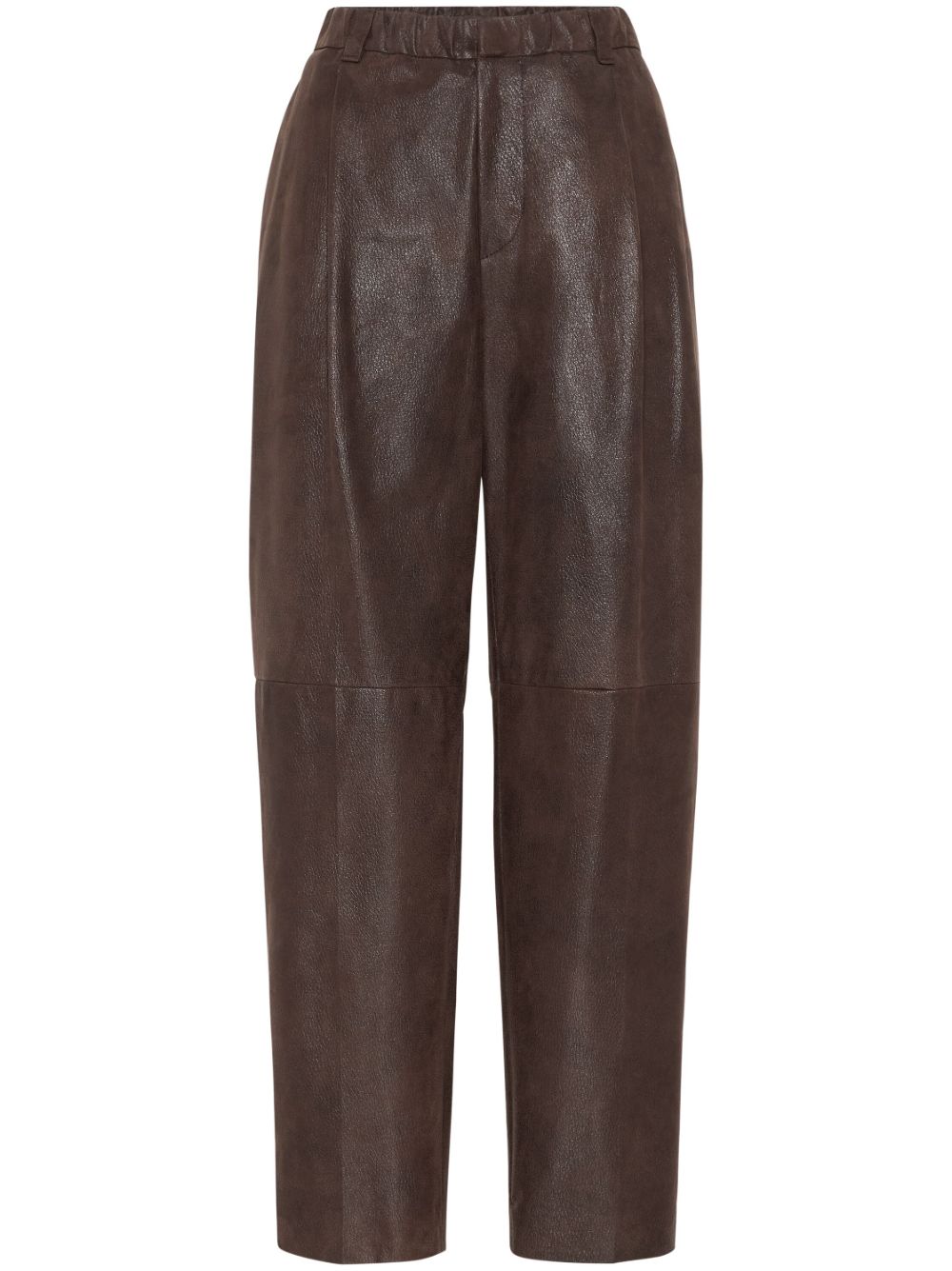 Brunello Cucinelli straight-leg leather trousers - Brown von Brunello Cucinelli