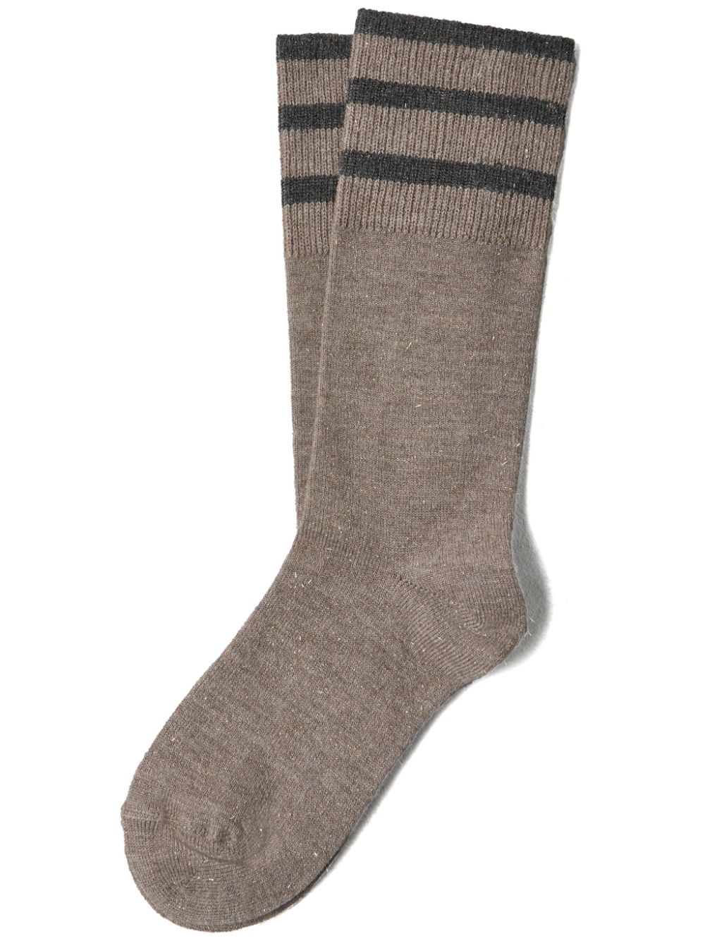 Brunello Cucinelli stripe-detailing socks - Brown von Brunello Cucinelli