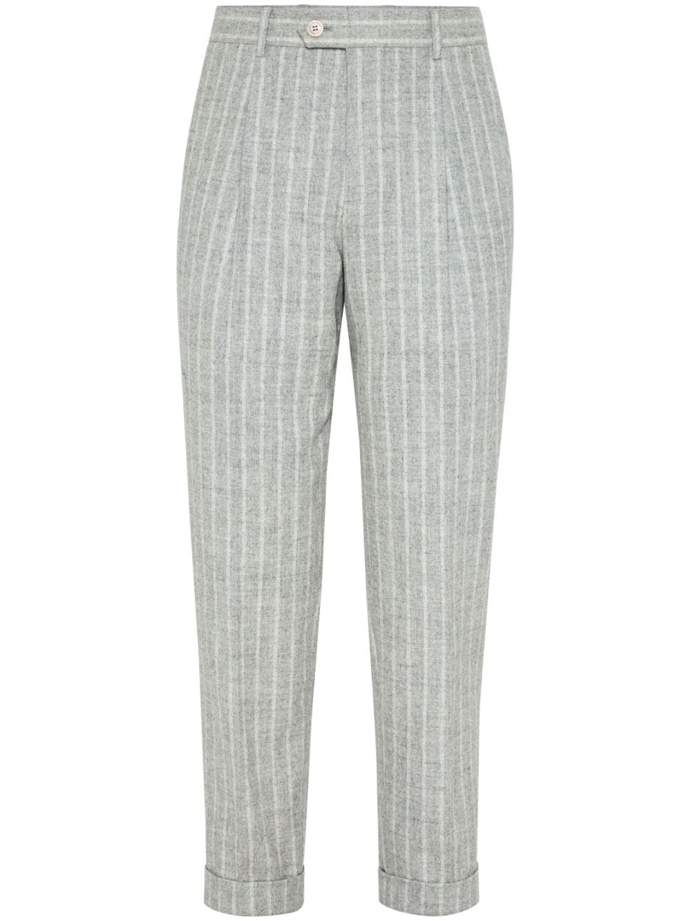 Brunello Cucinelli stripe-pattern tapered trousers - Grey von Brunello Cucinelli