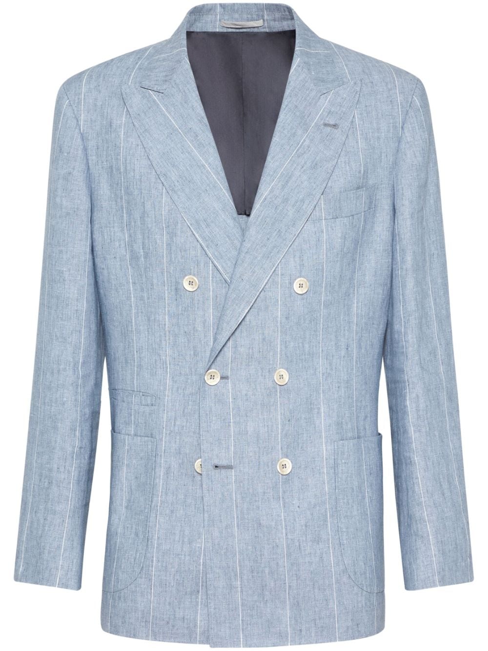 Brunello Cucinelli stripe-print linen blazer - Blue von Brunello Cucinelli