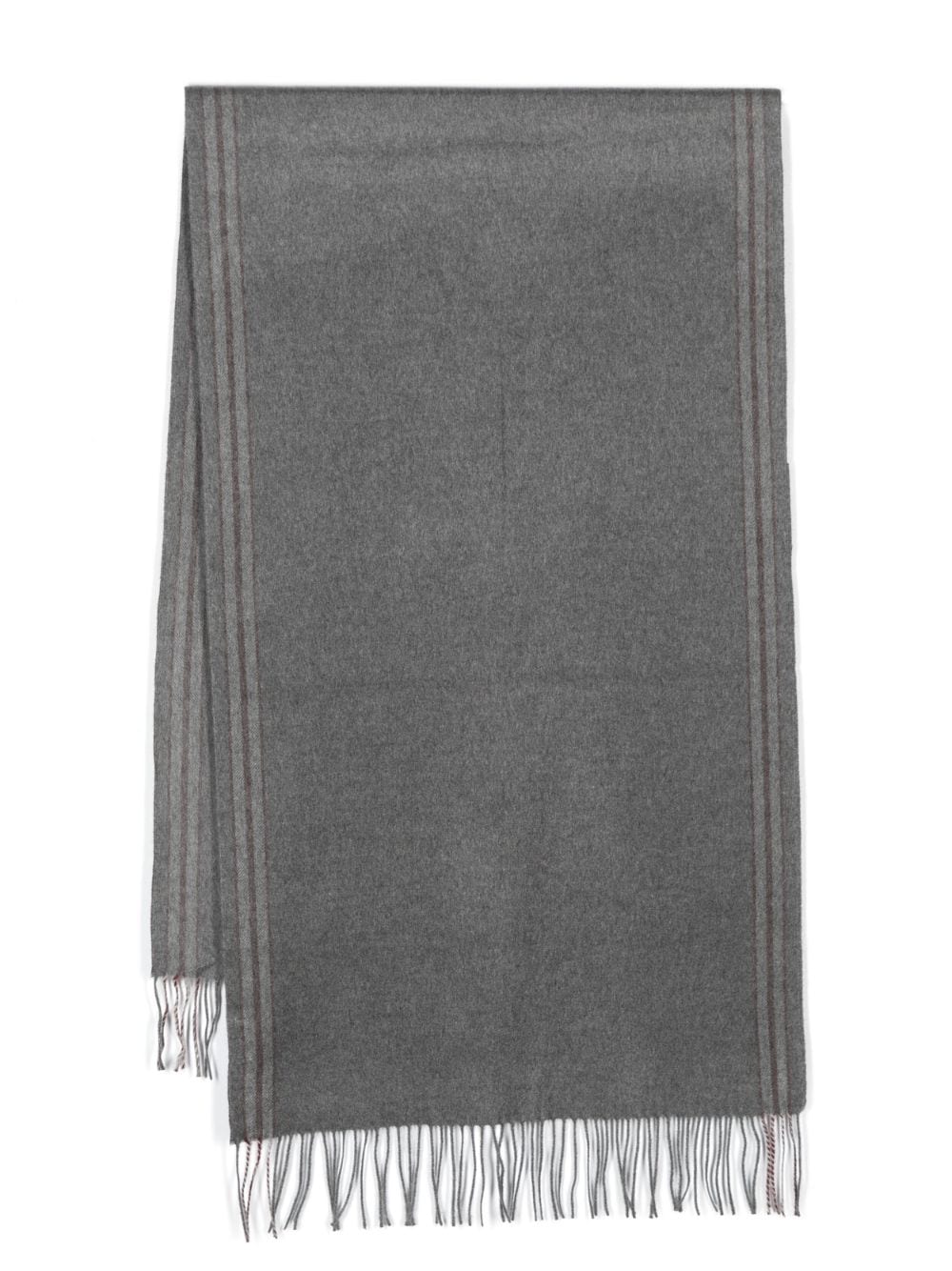 Brunello Cucinelli stripe-trim silk scarf - Grey von Brunello Cucinelli