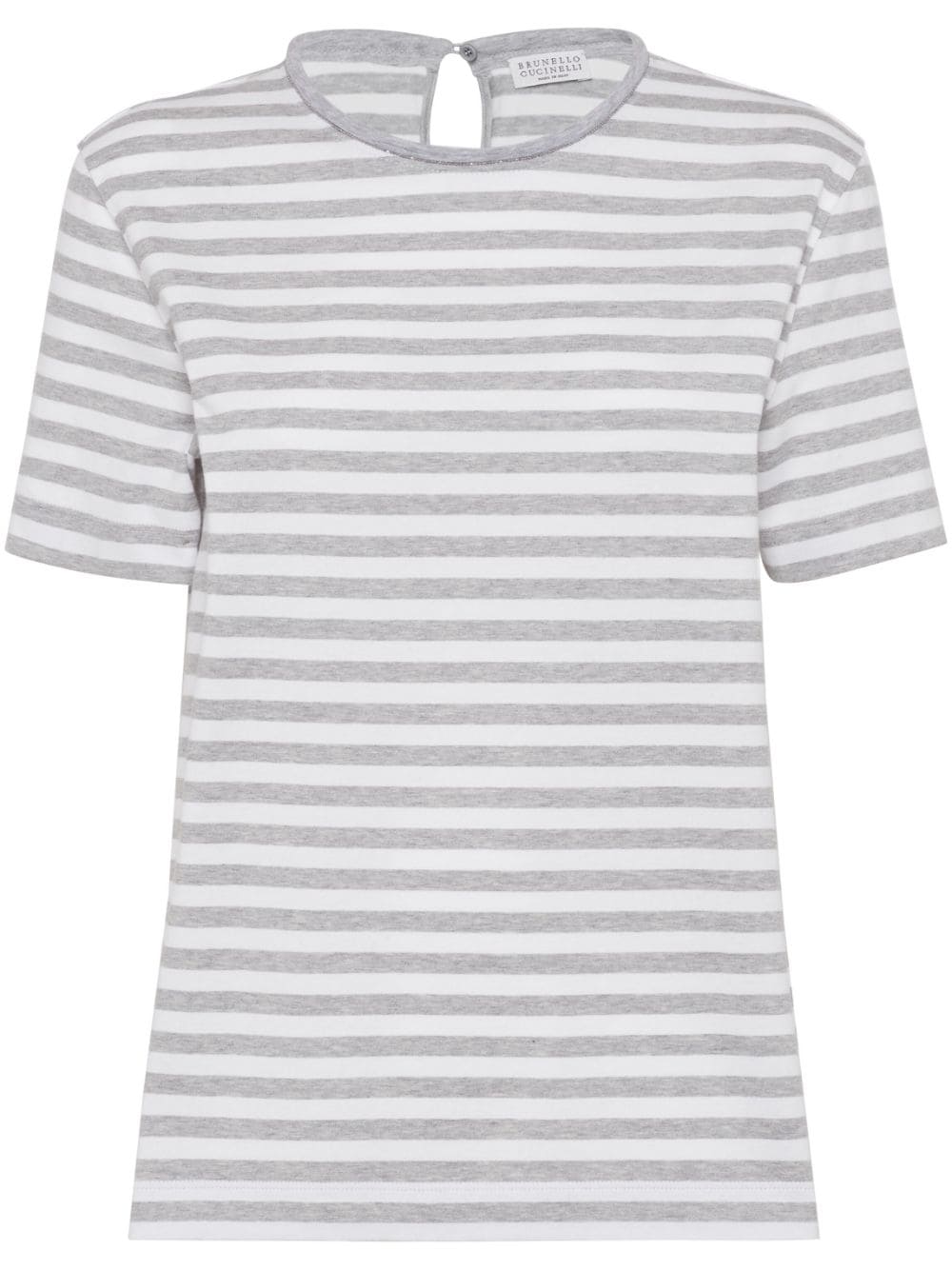 Brunello Cucinelli striped cotton T-shirt - White von Brunello Cucinelli