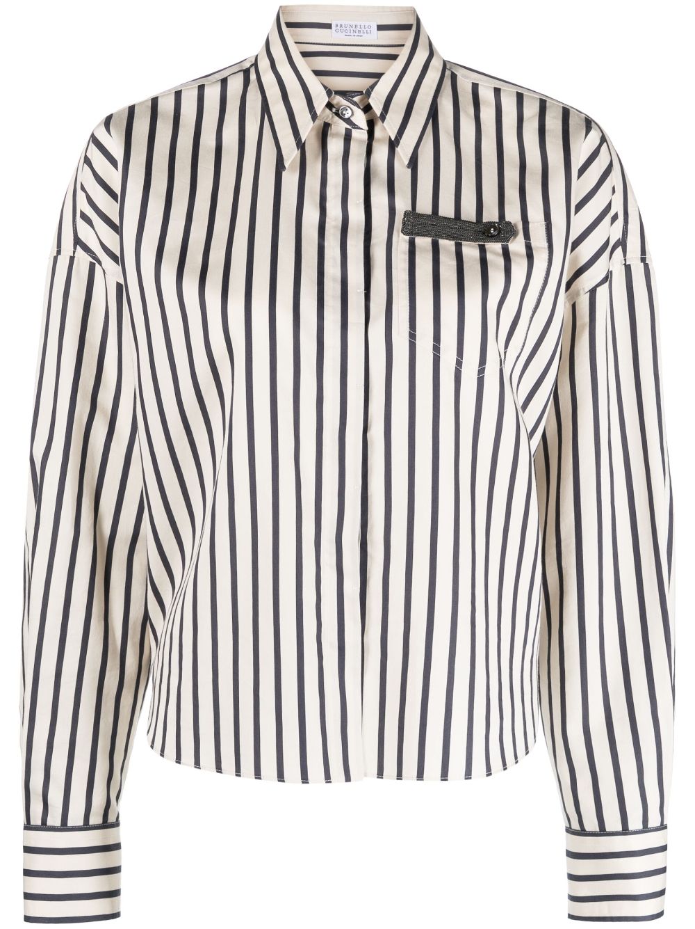 Brunello Cucinelli striped cotton-silk-blend shirt - Blue von Brunello Cucinelli