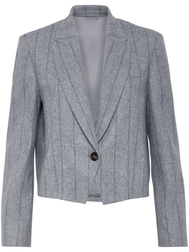 Brunello Cucinelli striped cropped blazer - Grey von Brunello Cucinelli