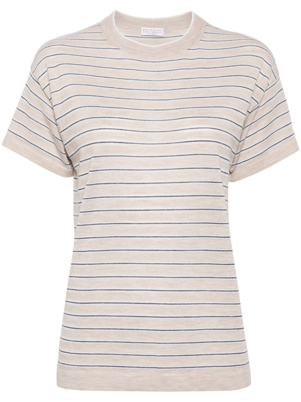 Brunello Cucinelli striped intarsia-knit T-shirt - Neutrals von Brunello Cucinelli