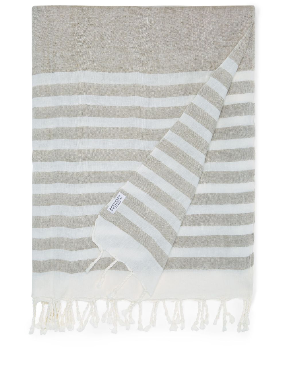 Brunello Cucinelli striped linen blanket - White von Brunello Cucinelli