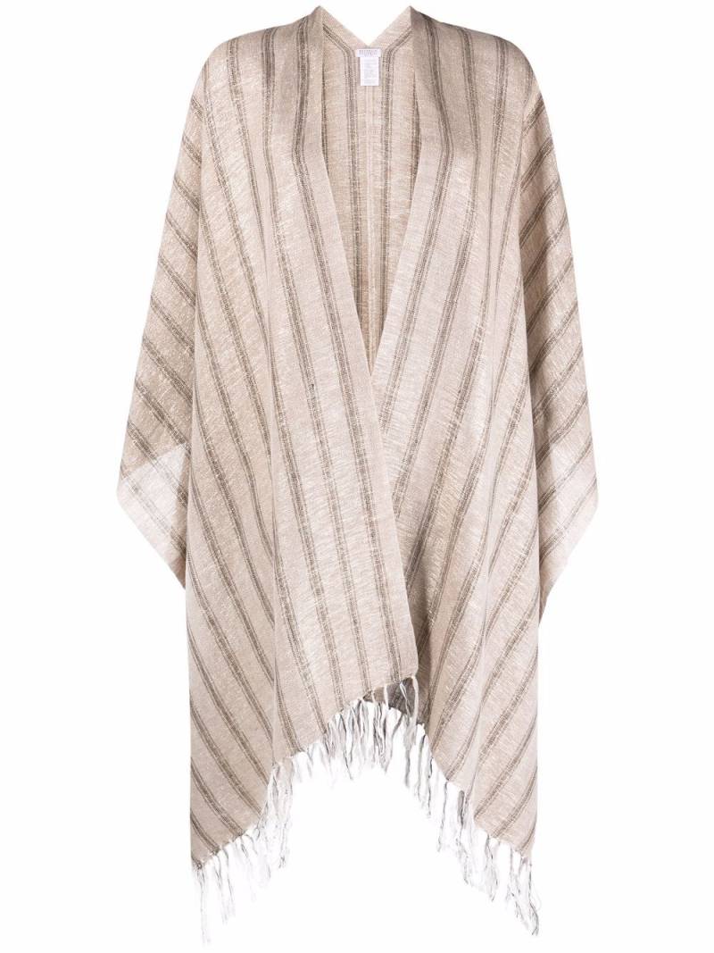 Brunello Cucinelli striped linen-blend poncho - Neutrals von Brunello Cucinelli