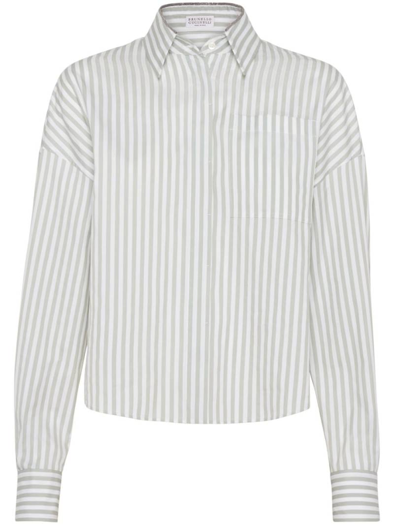 Brunello Cucinelli striped long-sleeve shirt - White von Brunello Cucinelli