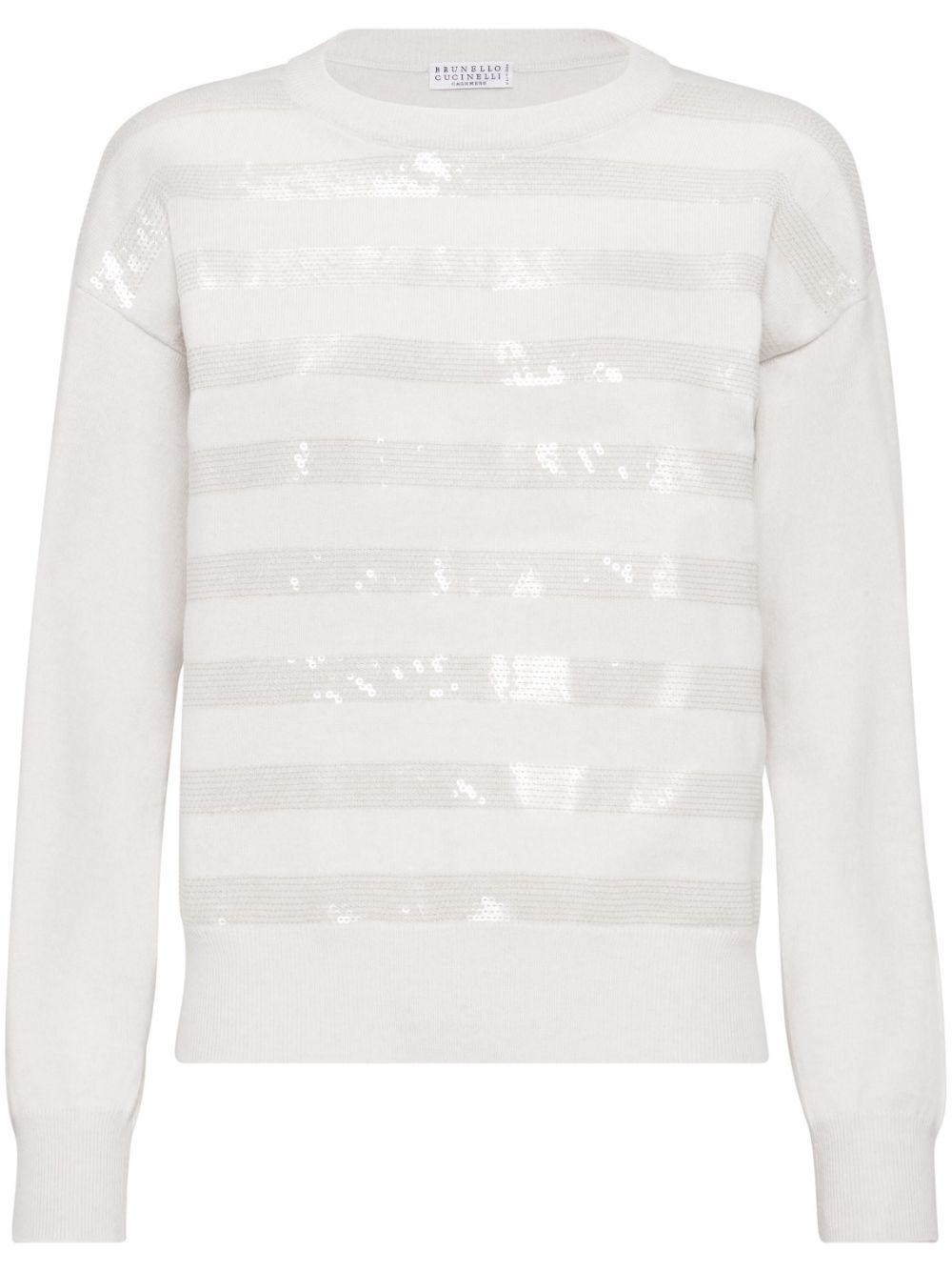 Brunello Cucinelli striped sequin cashmere jumper - White von Brunello Cucinelli