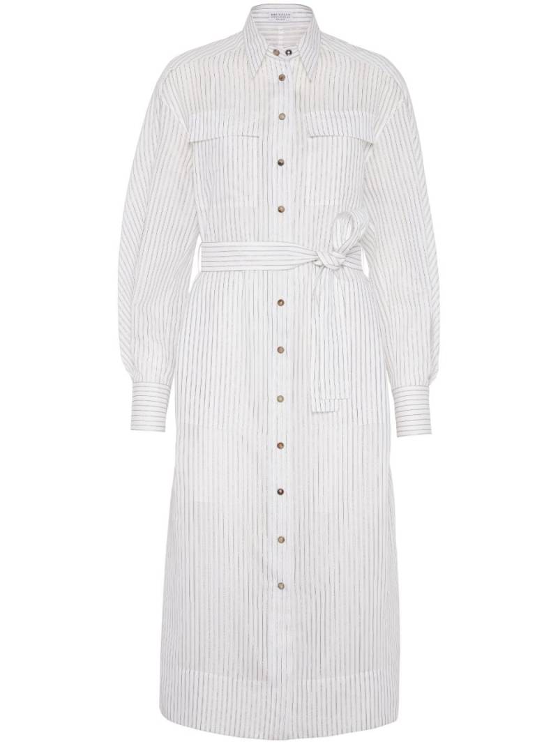 Brunello Cucinelli striped shirt midi dress - White von Brunello Cucinelli