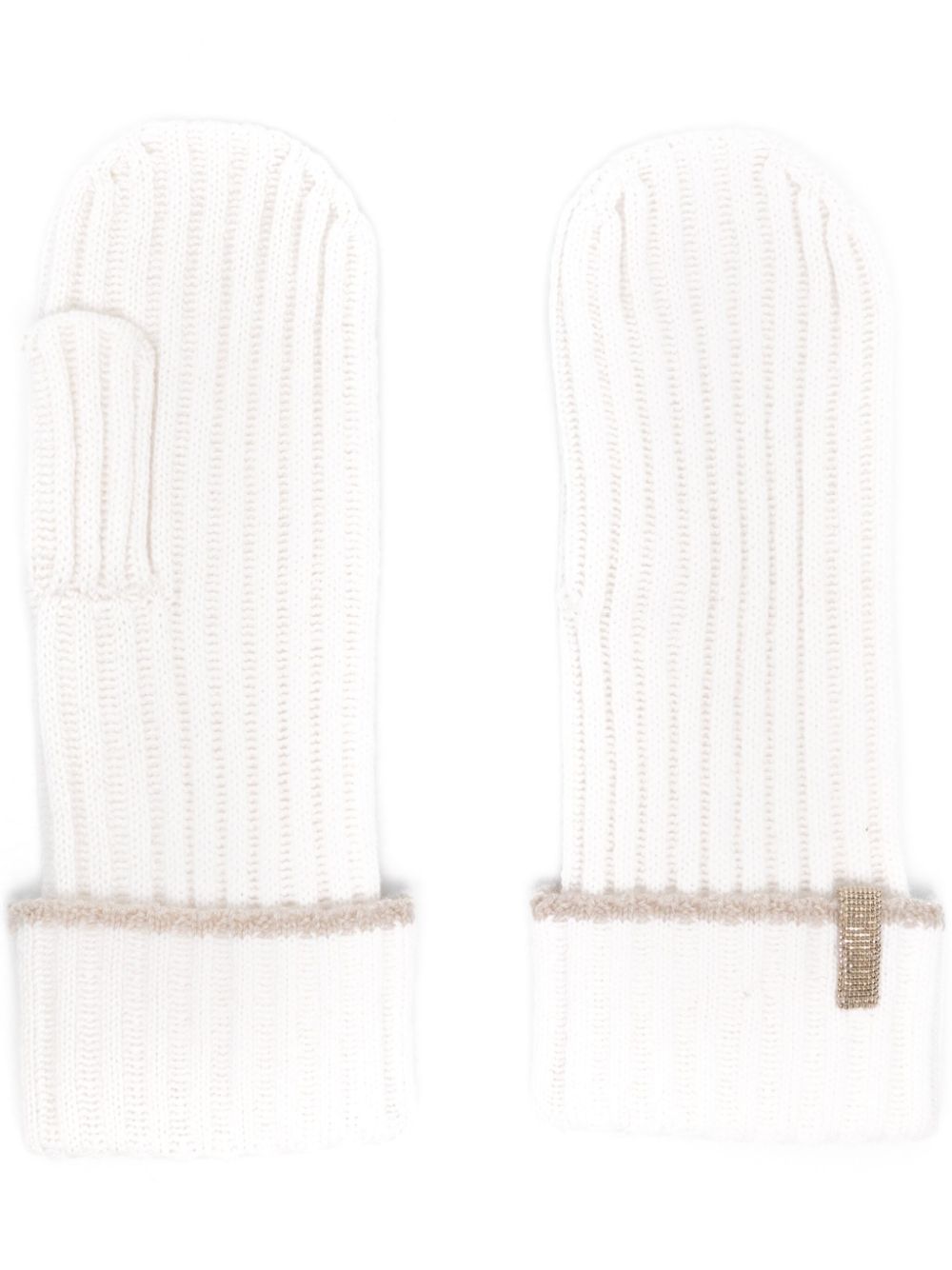 Brunello Cucinelli stud-detail cashmere gloves - White von Brunello Cucinelli