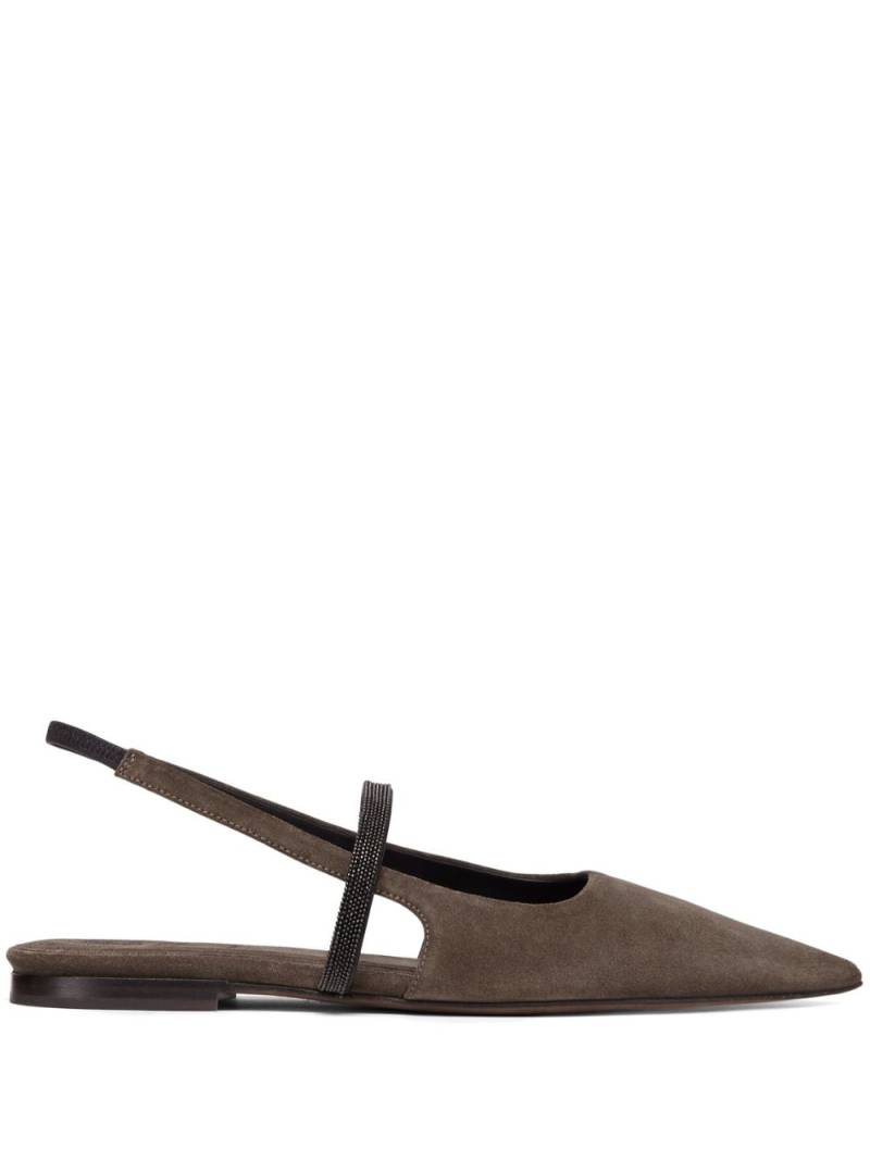 Brunello Cucinelli suede sling-back ballerinas - Brown von Brunello Cucinelli