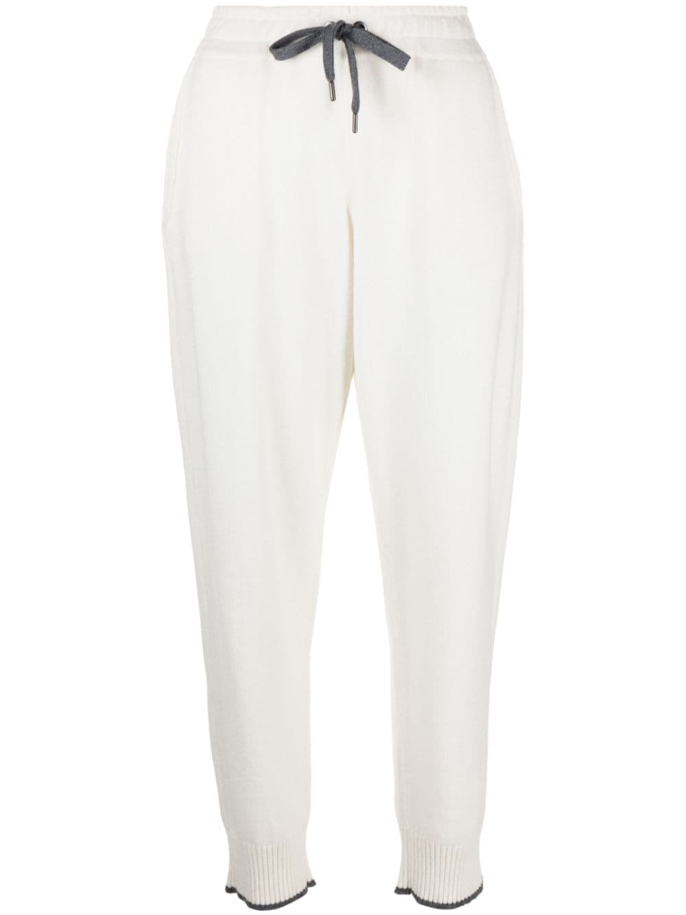 Brunello Cucinelli tapered-leg cashmere track pants - White von Brunello Cucinelli