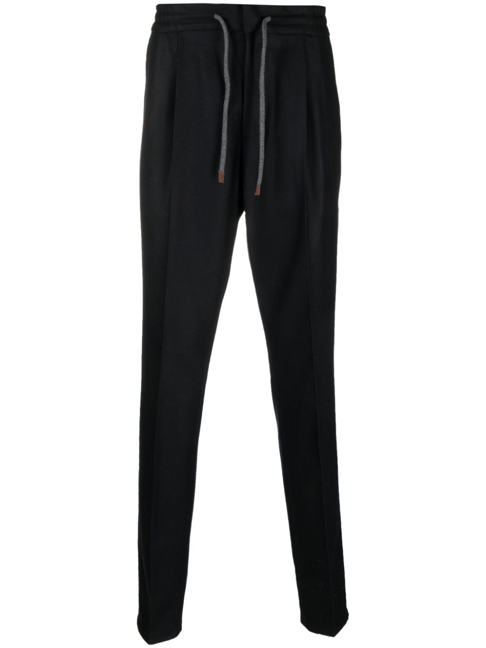 Brunello Cucinelli tapered virgin-wool track pants - Black von Brunello Cucinelli