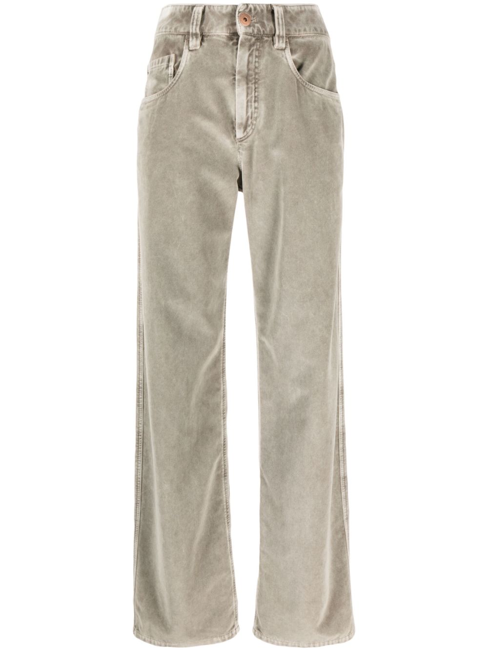 Brunello Cucinelli velour straight-leg trousers - Grey von Brunello Cucinelli