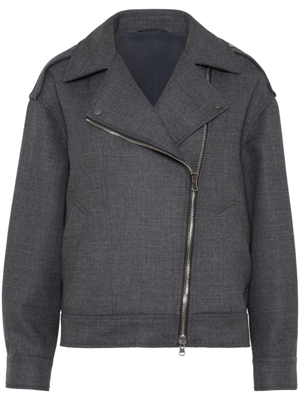 Brunello Cucinelli virgin wool biker jacket - Grey von Brunello Cucinelli