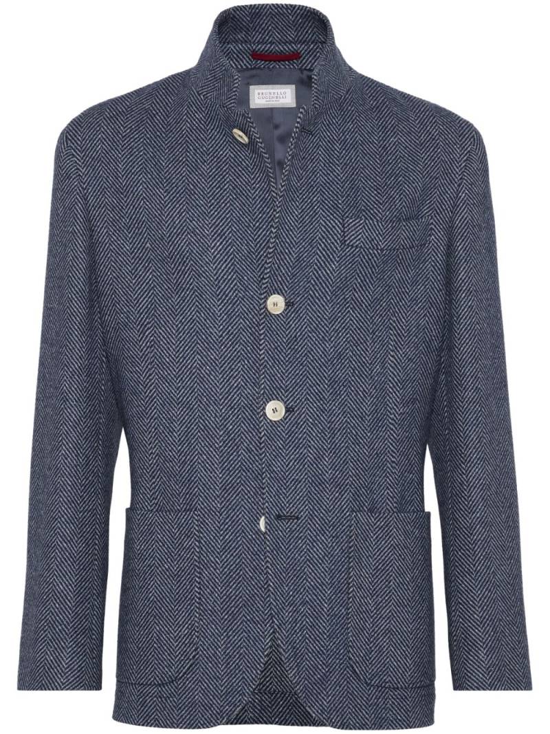 Brunello Cucinelli water-resistant herringbone jacket - Blue von Brunello Cucinelli