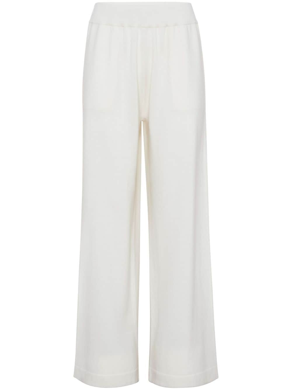 Brunello Cucinelli wide-leg cashmere track pants - White von Brunello Cucinelli