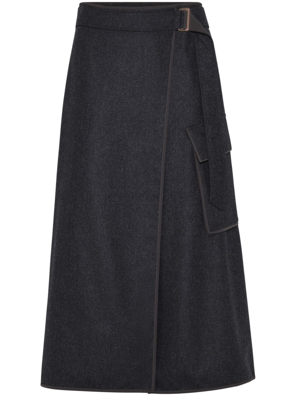 Brunello Cucinelli wrap-design midi skirt - Black von Brunello Cucinelli