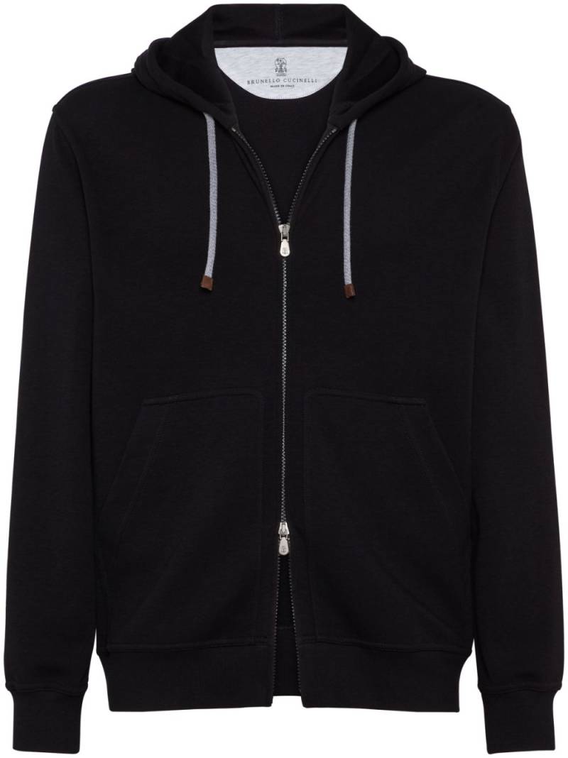 Brunello Cucinelli zip-front drawstring hoodie - Black von Brunello Cucinelli