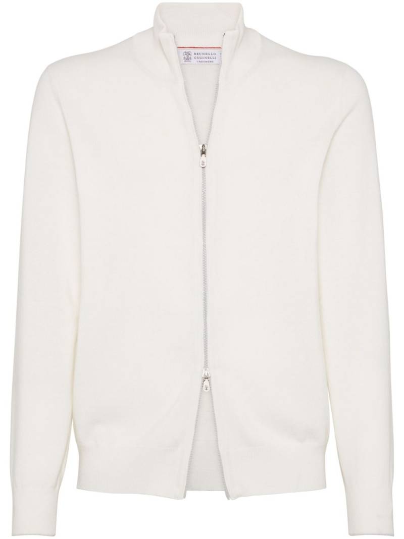 Brunello Cucinelli zip-up cardigan - White von Brunello Cucinelli