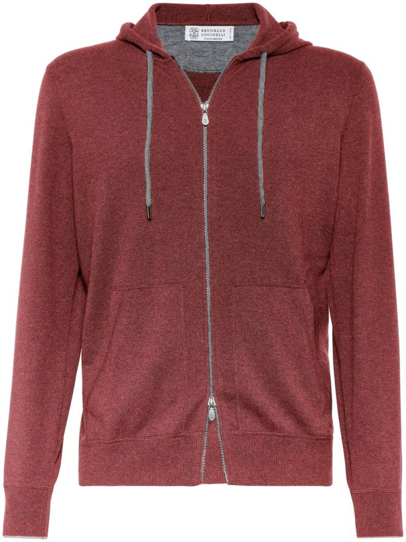 Brunello Cucinelli zip-up cashmere hoodie - Red von Brunello Cucinelli