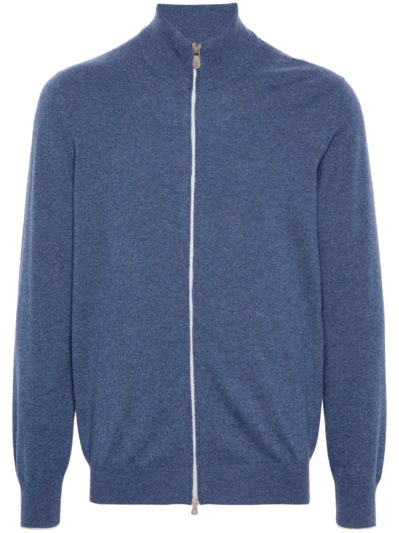 Brunello Cucinelli zip-up cashmere jumper - Blue von Brunello Cucinelli